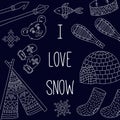 Snow winter eskimo icons set
